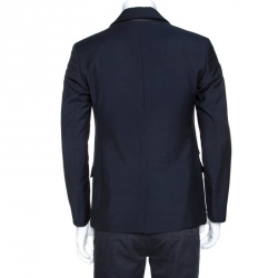 مملوكة مسبقًا McQ by Alexander McQueen Navy Blue Slim Fit Tuxedo Jacket M 