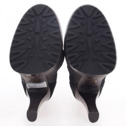 مملوكة مسبقًا McQ by Alexander McQueen Black Leather Brogue Platform Ankle Boots Size 38