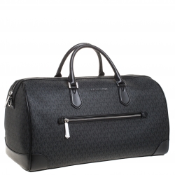 Michael Kors Black Signature Coated Canvas XL Travel Duffle Bag