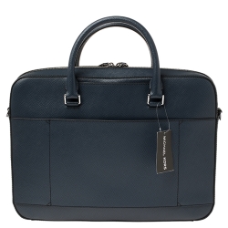 Michael Kors Navy Blue Leather Harrson Briefcase