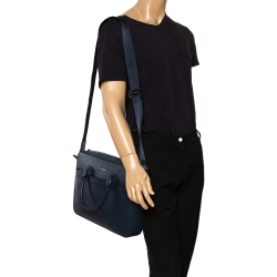 Michael Kors Navy Blue Leather Harrson Briefcase