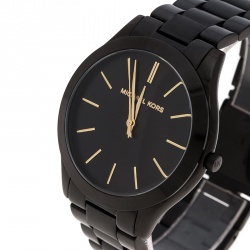 Michael Kors Black PVD Coated Steel Slim Runway MK221 Men's Wristwatch 42 mm