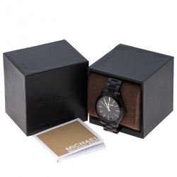 Michael Kors Black PVD Coated Steel Slim Runway MK221 Men's Wristwatch 42 mm