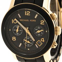 Michael Kors Black Gold Plated Steel Runway MK5191 Men's Wristwatch 39 mm