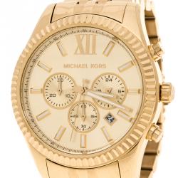 Michael Kors Gold Plated Steel Lexington Chronograph MK8281 Men's Wristwatch 45 mm