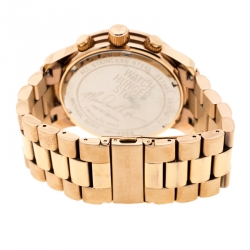 Pre Owned Michael Kors Blue Rose Gold Plated Stainless Steel Watch Hunger Stop Limited Edition Runway MK8358 Men's Wristwatch 45 mm