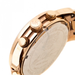 Pre Owned Michael Kors Blue Rose Gold Plated Stainless Steel Watch Hunger Stop Limited Edition Runway MK8358 Men's Wristwatch 45 mm