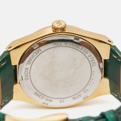 Michael Kors Green Gold Plated Stainless Steel Leather Channing MK2356 Unisex Wristwatch 38 mm