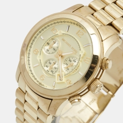 Michael Kors Champagne Gold Plated Stainless Steel Runway MK8077 Men's Wristwatch 45 mm