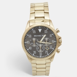 Michael Kors Grey Gold Plated Stainless Steel Gage MK8361 Men's Wristwatch 45 mm