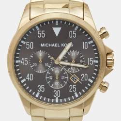 Michael Kors Grey Gold Plated Stainless Steel Gage MK8361 Men's Wristwatch 45 mm