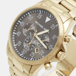 Michael Kors Grey Gold Plated Stainless Steel Gage MK8361 Men's Wristwatch 45 mm