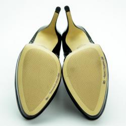 Pre Owned MICHAEL Michael Kors Black Leather & Python York Ankle Boots Size 39.5