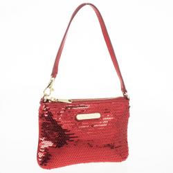 Pre Owned Michael by Michael Kors Red Sequin Wristlet