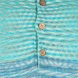 Pre Owned Missoni Multicolor Textured Knit Short Sleeve Henley T-Shirt M