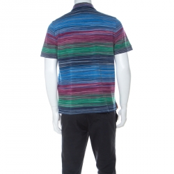 Pre Owned Missoni Multicolor Striped Cotton Pique Polo T Shirt L 