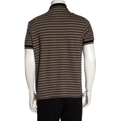 Pre Owned Missoni Beige & Navy Chevron Knit Polo T Shirt L