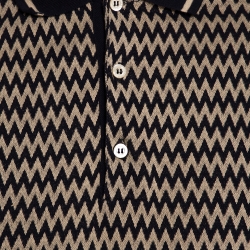 Pre Owned Missoni Beige & Navy Chevron Knit Polo T Shirt L