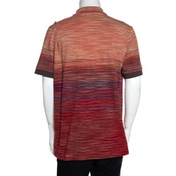 Pre Owned Missoni Red Cotton Knit Ombre Effect Polo T Shirt XL
