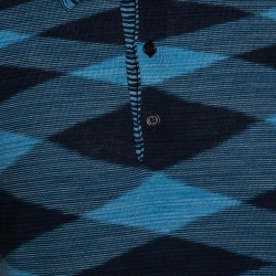 Pre Owned Missoni Blue Knit Graphic Print Polo T Shirt L 