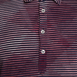Pre Owned Missoni Red & Navy Blue Striped Cotton Polo T-Shirt XL