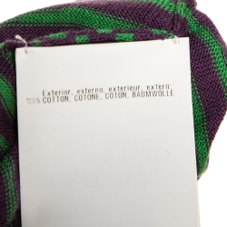 Pre Owned Missoni Green & Purple Intarsia Knit Polo T Shirt L 