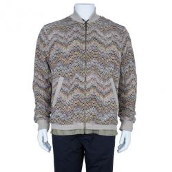 Pre Owned Missoni Men's Multicolor Knit Bomber Jacket L