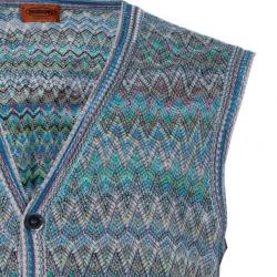 Pre Owned Missoni Men's Zig-Zag Button Down Sleeveless Cardigan L