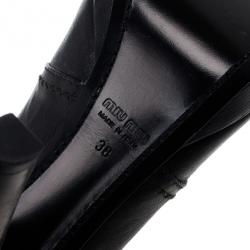 Pre Owned Miu Miu Black Leather Lace up Platform Ankle Booties Size 38