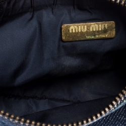 Miu Miu Blue/Brown Denim and Leather Zipped Coin Purse