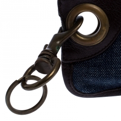 Miu Miu Blue/Brown Denim and Leather Zipped Coin Purse