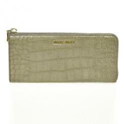Pre Owned Miu Miu St. Coco Lux Crocodile Embossed Leather Ziparound Wallet