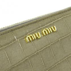 Pre Owned Miu Miu St. Coco Lux Crocodile Embossed Leather Ziparound Wallet
