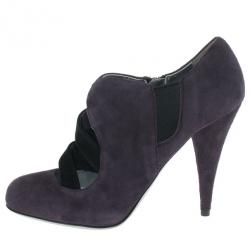Pre Owned Miu Miu Purple Suede Ankle Booties Size 36.5