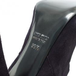 Pre Owned Miu Miu Purple Suede Ankle Booties Size 36.5