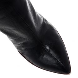Pre Owned Miu Miu Black Leather Knee Boots Size 40