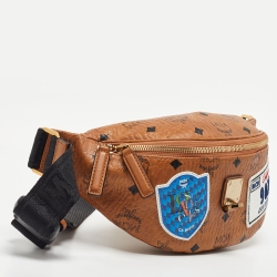 MCM Cognac Visetos Coated Canvas Medium California Patch Fursten Belt Bag