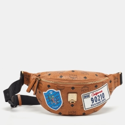 MCM Cognac Visetos Coated Canvas Medium California Patch Fursten Belt Bag