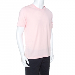 Pre Owned Moncler Gamme Bleu Pink Cotton Arm Stripe T-Shirt XL
