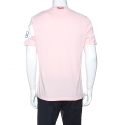 Pre Owned Moncler Gamme Bleu Pink Cotton Arm Stripe T-Shirt XL