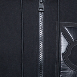 Pre Owned Moncler Black Knit Puffer Back Detail Hoodie XL