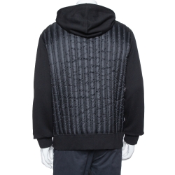 Pre Owned Moncler Black Knit Puffer Back Detail Hoodie XL