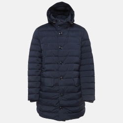 Moncler Navy Blue Synthetic Puffer Parka Jacket XL