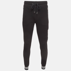 Pre Owned Moncler Black Cotton Knit Sweat Pants S