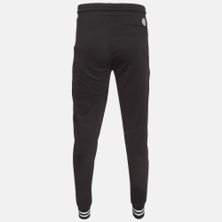 Pre Owned Moncler Black Cotton Knit Sweat Pants S