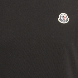 Pre Owned Moncler Black Cotton Knit Crew Neck Tshirt S