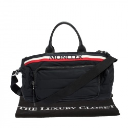 Moncler Black Neoprene and Leather Duffel Bag