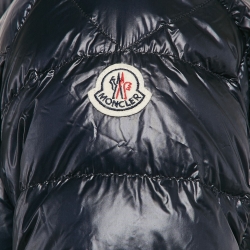 Pre Owned Moncler Longue Saison Blue Nylon Down Jacket L