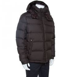 Pre Owned Moncler Brown Quilted Down Hooded Puffer Jacket XXL