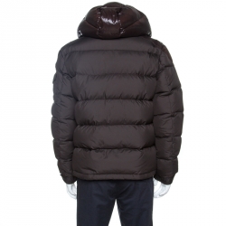Pre Owned Moncler Brown Quilted Down Hooded Puffer Jacket XXL